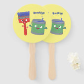 Éventail Personnages de peinture et de pinceau mignons (Devant et derrière)