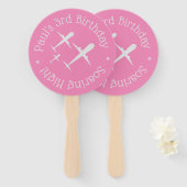 Éventail Personnalisé Birthday Wish Airplanes Élégant rose (Devant et derrière)