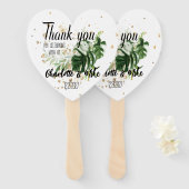 Éventail Personnalisé Tropical & Gold Mariage Merci Favor (Devant et derrière)