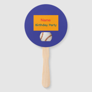 Éventail Personnaliser Fête d'anniversaire Baseball Bleu