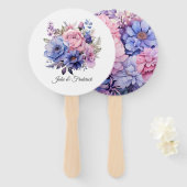 Éventail Pétal rose, Cornflower bleu et mauve violet Mariag (Devant et derrière)