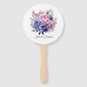 Éventail Pétal rose, Cornflower bleu et mauve violet Mariag