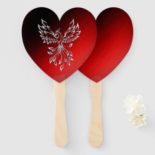 Éventail Phoenix Blanche se lève Rouge n Cendres Noires (Devant et derrière)