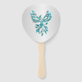 Éventail Phoenix bleu turquoise se lève sur l'argent (Dos)