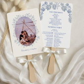 Éventail Photo Blue Chinoiserie Floral Botanal Mariage