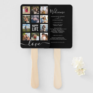 Éventail Photo Collage Black Wedding Programme Ventilateur 