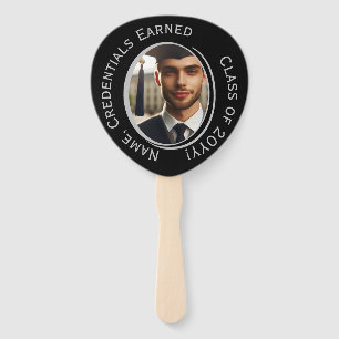 Éventail Photo customisée Black and Silver Graduation Party