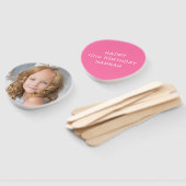 Éventail Photo d'anniversaire rose personnalisée (Non-assemblé)