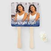 Éventail Photo de diplôme simple marine moderne bleu gardie (Devant et derrière)