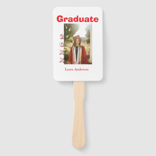 Éventail Photo de graduation en gras rouge avec nom et text