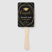 Éventail Photo de graduation géométrique moderne en noir et (Devant)