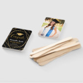 Éventail Photo de graduation géométrique moderne en noir et (Non-assemblé)