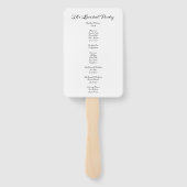 Éventail Photo Élégante Calligraphie Programme de mariage V (Dos)
