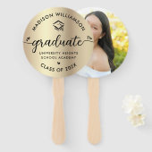 Éventail Photo Gold Foil Graduation Black Script Hearts Cas (Devant et derrière)