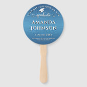 Éventail Photo Moderne Graduate Metallic Blue Graduation (Dos)