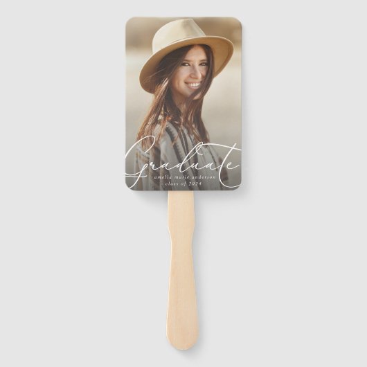 Éventail Photo moderne Graduate Script simple (Dos)