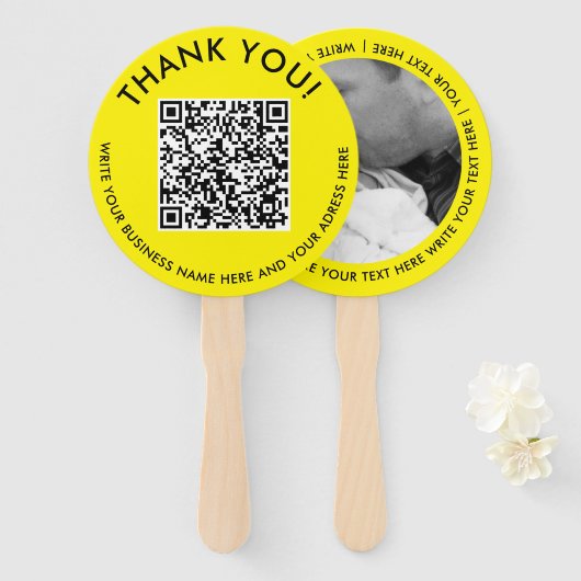 Éventail Photo numérique numérisable Yellow Web QR Code mod (Devant et derrière)