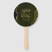 Éventail Photo Olive Green Gold Agate Script Mariage (Dos)