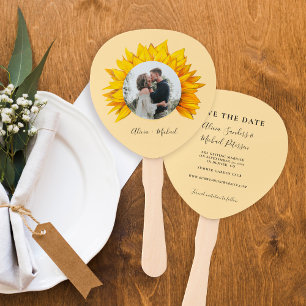 Éventail Photo tournesol mariage rustique enregistrer la da