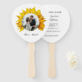 Éventail Photo tournesol mariage rustique enregistrer la da (Devant et derrière)