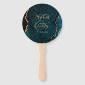 Éventail Photo Turquoise Blue Gold Agate Mariage de script (Dos)