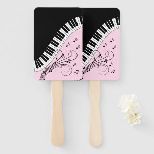 Éventail Piano Keyboard Black and White Music Design Pink