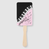 Éventail Piano Keyboard Black and White Music Design Pink (Devant)