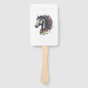 Éventail Pièce de puzzle de cheval coloré T-Shirt gravure v