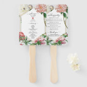 Éventail Pies blanches roses Fleurs Programme de mariage (Devant et derrière)