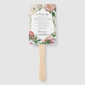 Éventail Pies blanches roses Fleurs Programme de mariage (Dos)