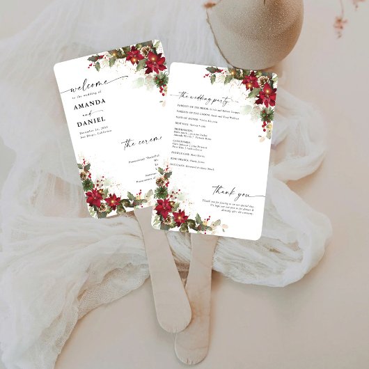 Éventail Pin Rustique Poinsettia Programme de mariage flora
