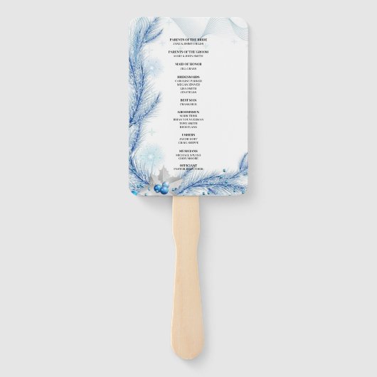 Éventail Pine bleue Programme de mariage de Noël (Dos)