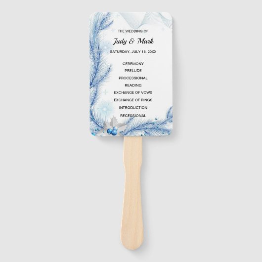 Éventail Pine bleue Programme de mariage de Noël (Devant)