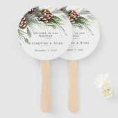 Éventail Pine d'hiver cônes Pins de neige Branches (Devant et derrière)