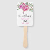 Éventail Pink aquarelle fleurs typographie programme de mar (Devant)