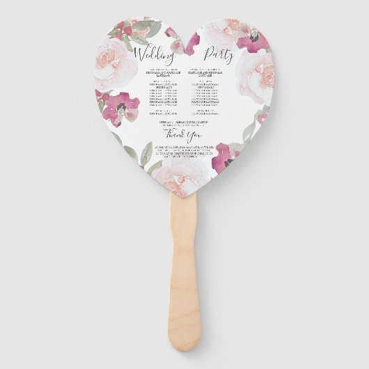 Éventail Pink Blush Aquarelle Floral Wedding Programme (Dos)