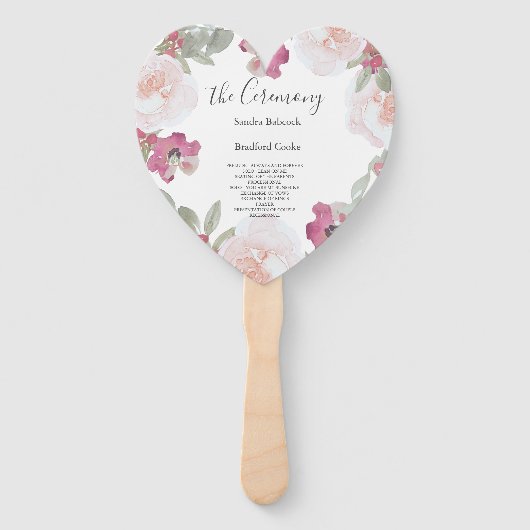 Éventail Pink Blush Aquarelle Floral Wedding Programme (Devant)