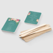 Éventail Pink Blush Bloom Floral Wedding Programme Turquois (Non-assemblé)