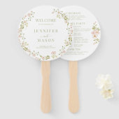 Éventail Pink Blush Floral Wreath Programme de mariage roma (Devant et derrière)