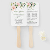 Éventail Pink Blush Flowers Verdure Floral Wedding Programm (Devant et derrière)