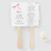 Éventail Pink Bow programme de mariage floral fan (Devant et derrière)