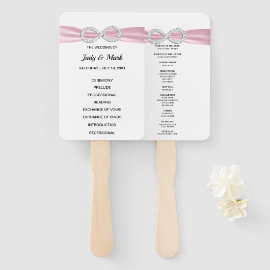 Éventail Pink Diamond Infinity Wedding Programme Fans (Devant et derrière)