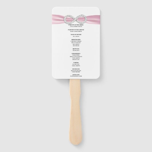 Éventail Pink Diamond Infinity Wedding Programme Fans (Dos)