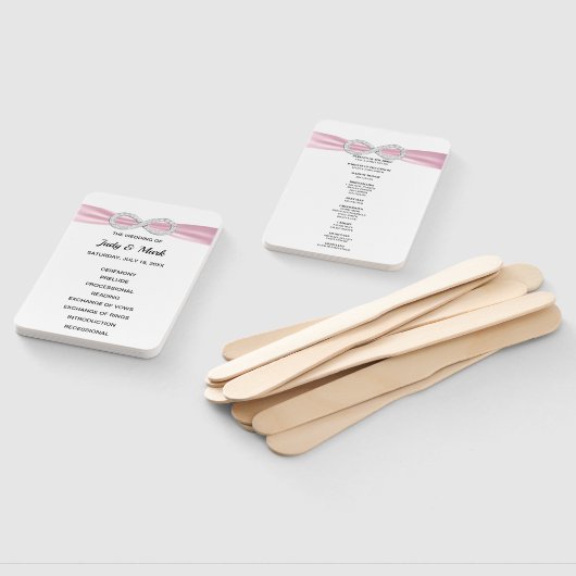 Éventail Pink Diamond Infinity Wedding Programme Fans (Non-assemblé)