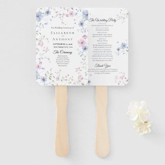 Éventail Pink & Dusty Blue Watercolor Floral Wedding 
