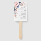Éventail Pink Floral Aquarelle Programme de mariage botaniq (Dos)