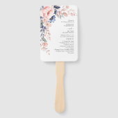 Éventail Pink Floral Aquarelle Programme de mariage botaniq (Devant)