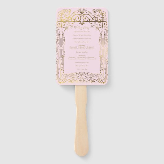 Éventail Pink Gold Déco Chic Glam Programme de mariage Vent (Dos)