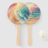 Éventail Pink Green Ocean Beach Day Party Bienvenue Mariage (Devant et derrière)