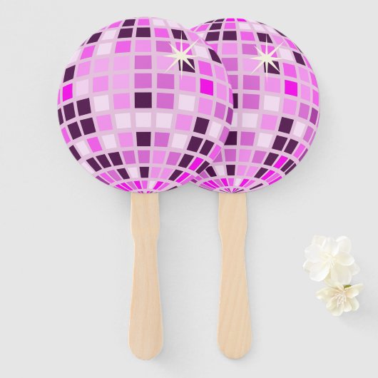 Éventail Pink Lilac Purple Rétro Moderne Disco Ball (Devant et derrière)